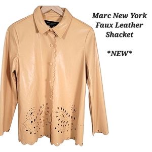 NEW Marc New York Faux Leather Shacket New Buck Tan Western Eyelet Shacket Small